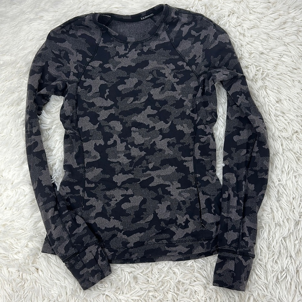 Lululemon Runderful Long Sleeve Heritage Camo Jacquard Black Lunar Rock